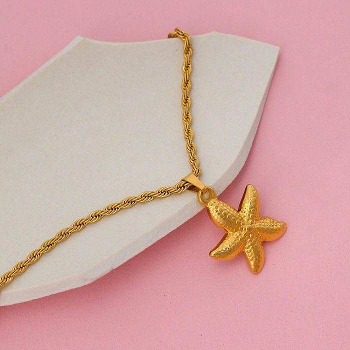 Collier pendentif en acier inoxydable étoile de mer de style simple en vrac