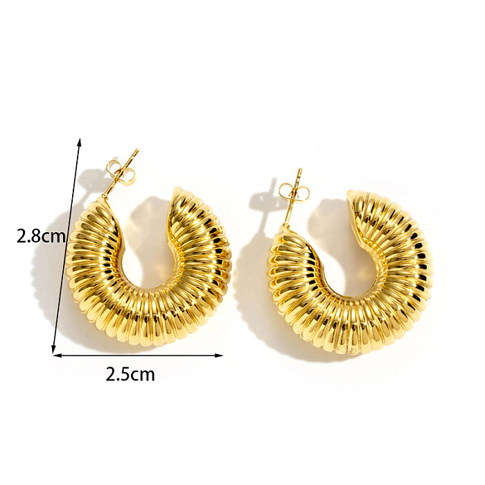 1 Paar einfache Retro-Ohrringe in C-Form aus 18 Karat vergoldetem Edelstahl