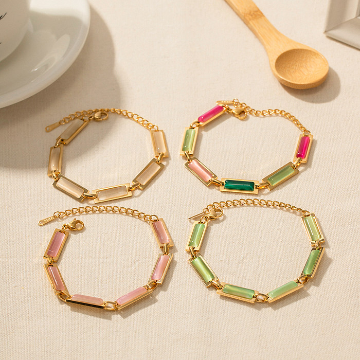 Elegante, farbenfrohe Armbänder mit Edelstahlbeschichtung und Opal-18-Karat-Vergoldung