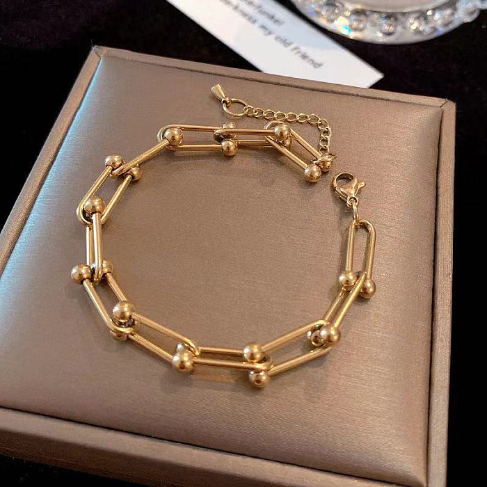 Simple Style Letter Titanium Steel Gold Plated Bracelets 1 Piece
