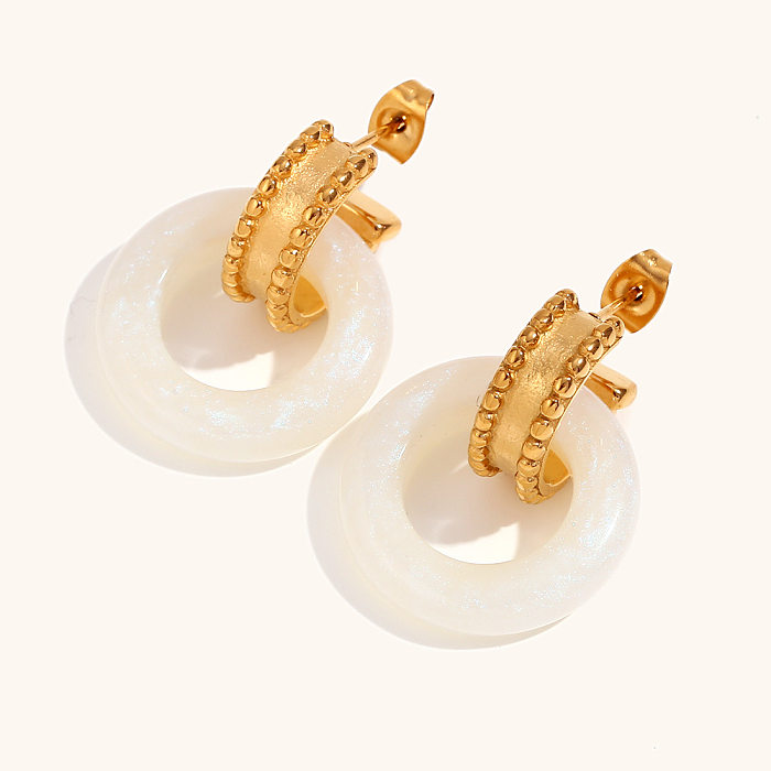 1 Paar Retro-Dame-Ohrringe aus Edelstahl mit geometrischer Beschichtung