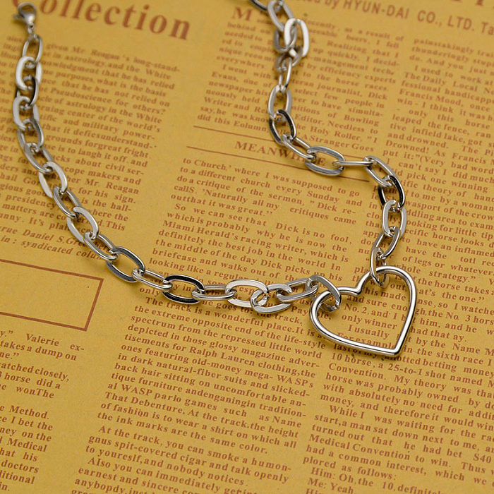 Fashion Heart-shape Stainless Steel  Thick O-chain Necklace