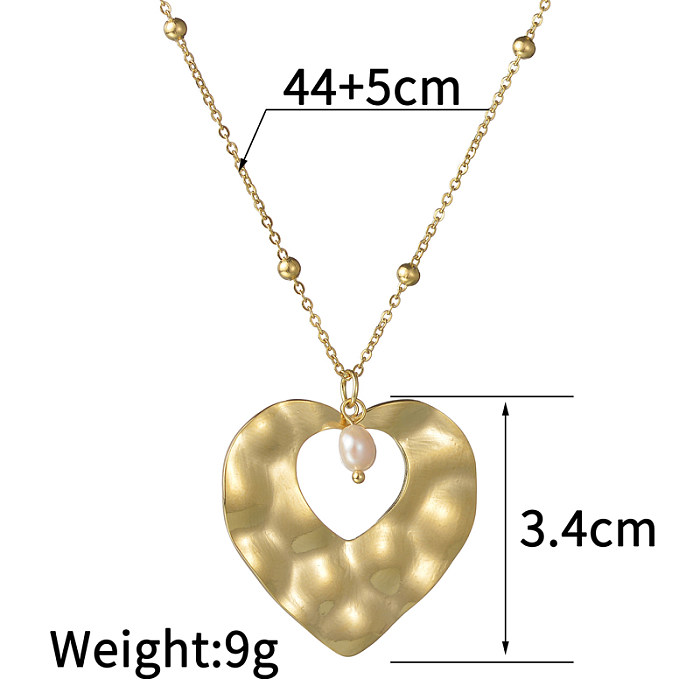 Simple Style Heart Shape Stainless Steel  14K Gold Plated Pendant Necklace In Bulk