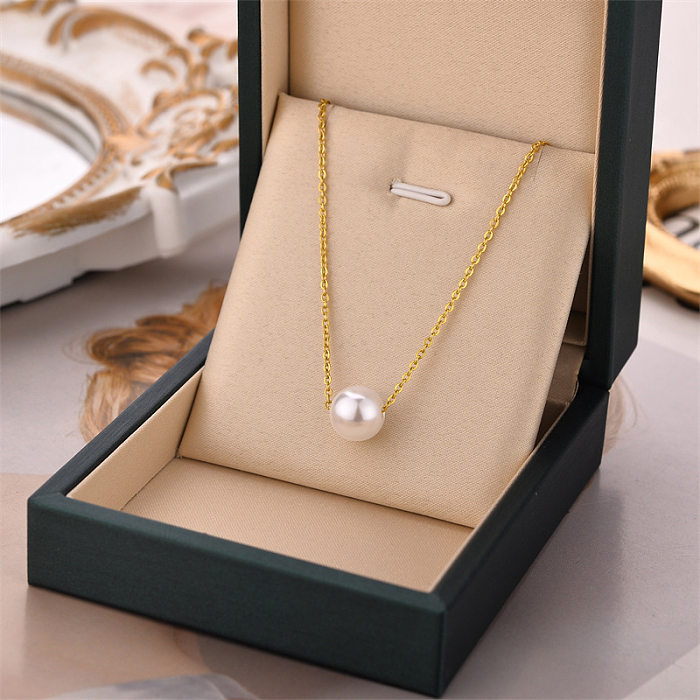 Simple Style Geometric Stainless Steel Plating Artificial Pearls Necklace