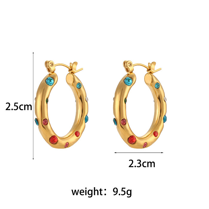 Fashion Geometric Stainless Steel  Earrings Pearl Zircon Stainless Steel  Earrings