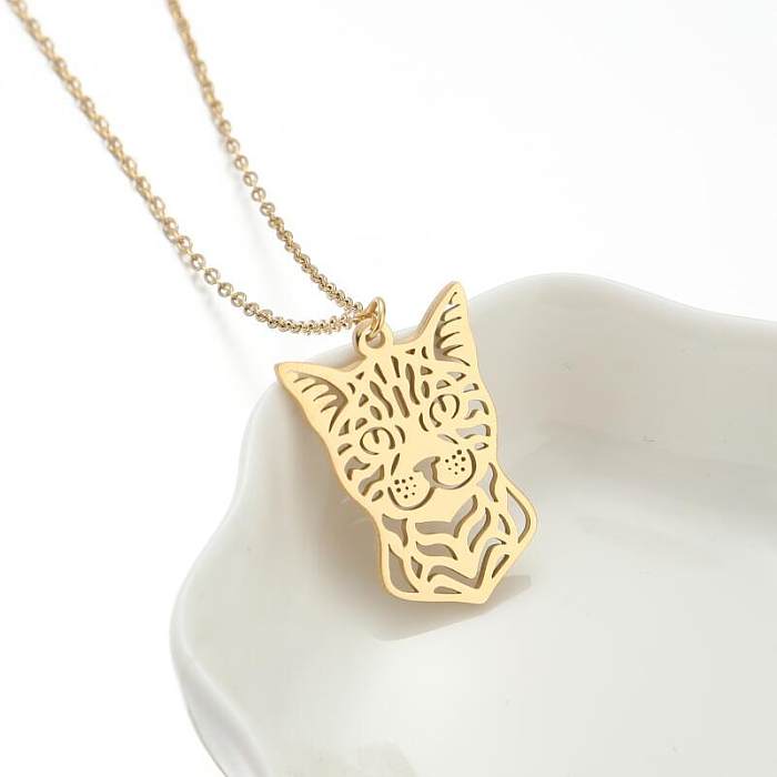 1 Piece Fashion Heart Shape Fox Lion Stainless Steel Plating Hollow Out Pendant Necklace