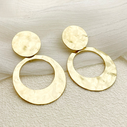 1 Pair Simple Style Solid Color Plating Hollow Out Stainless Steel  Gold Plated Drop Earrings