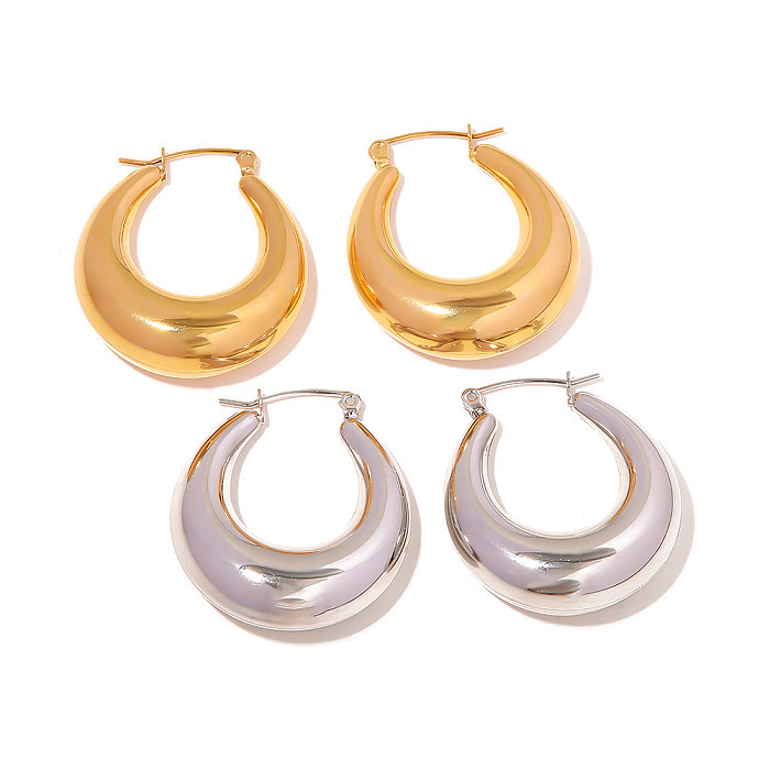 1 Pair Casual Simple Style Round Plating Stainless Steel  18K Gold Plated Earrings