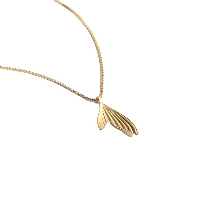 Commute Fish Tail Stainless Steel Plating Gold Plated Pendant Necklace