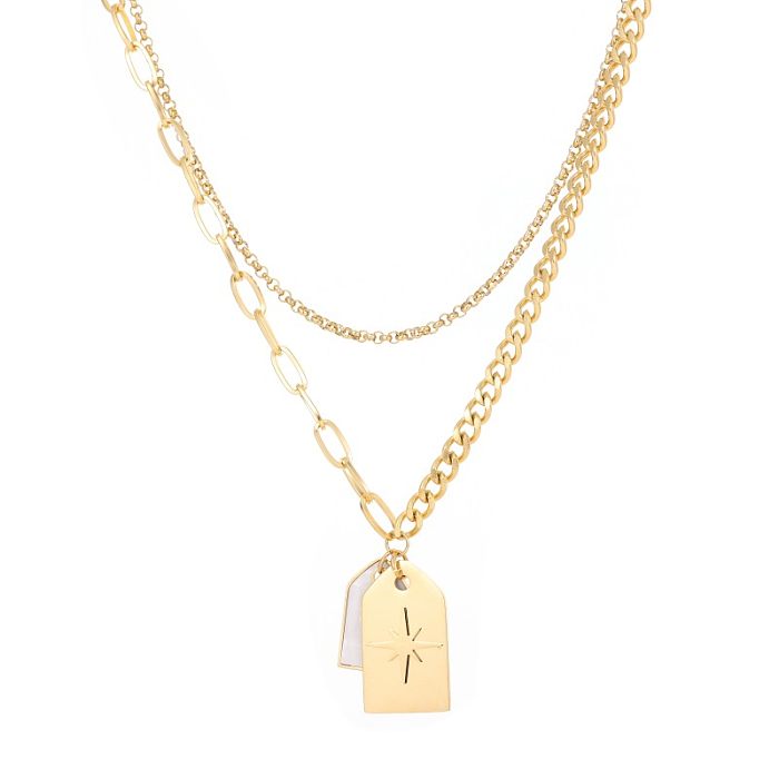 Modern Style Geometric Letter Heart Shape Stainless Steel  Polishing Plating Inlay Zircon Gold Plated Pendant Necklace