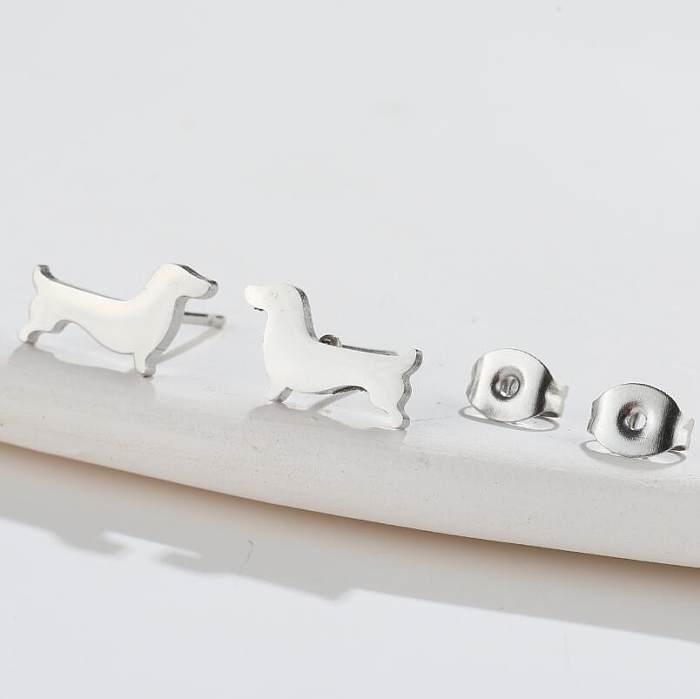 1 Pair Simple Style Dog Stainless Steel Plating Ear Studs
