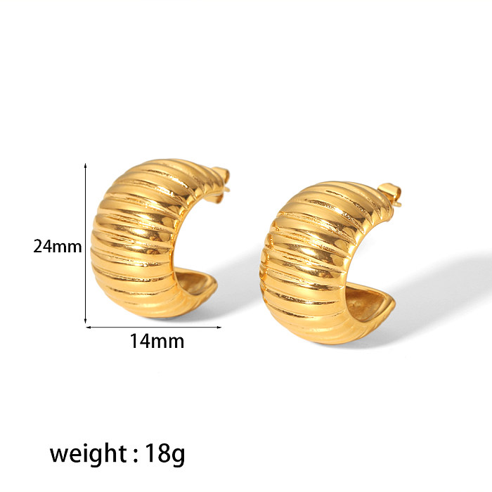 1 Pair Classic Style Semicircle Polishing Plating Stainless Steel  18K Gold Plated Hoop Earrings