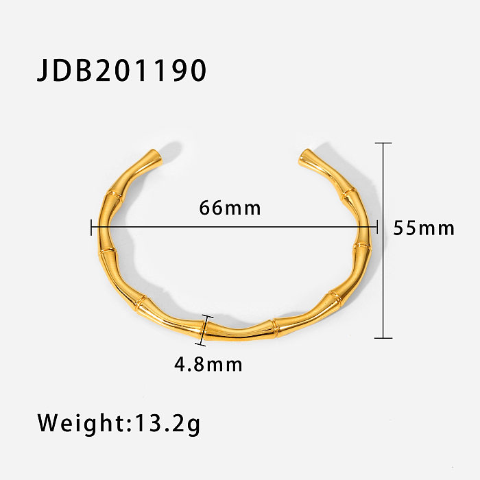 Fashion Open Bamboo Gold Stainless Steel Bracelet Wholesale