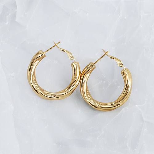 1 Pair Casual Modern Style Solid Color Plating Stainless Steel  14K Gold Plated Earrings