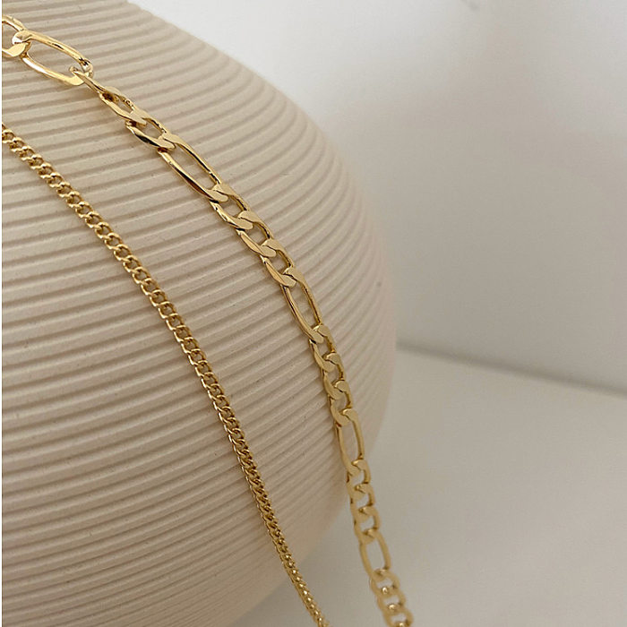 Retro Simple Multi-layered Solid Color Hollow Chain Stainless Steel Necklace Wholesale jewelry