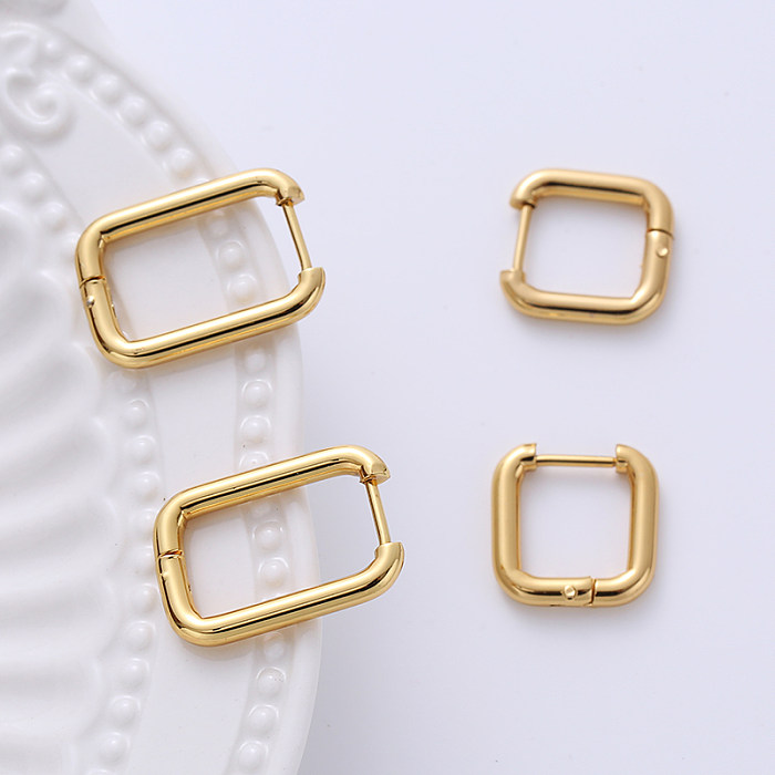 1 Pair Casual Classic Style Commute Hexagon Quadrilateral Circle Stainless Steel  Plating Metal Earrings