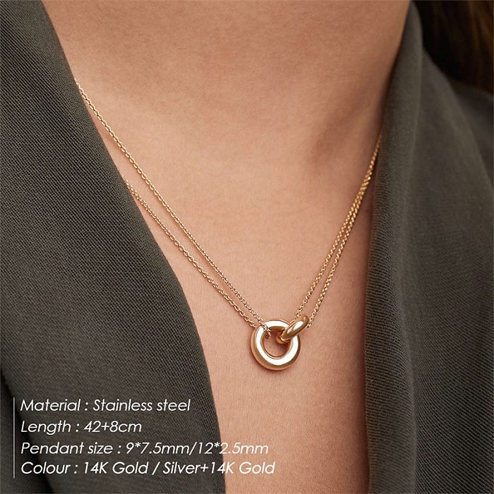 Simple Style Circle Stainless Steel  Plating Pendant Necklace 1 Piece