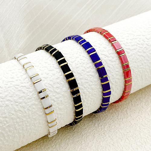 Bracelets plaqués or en acier inoxydable, style Simple et décontracté, carré, vente en gros
