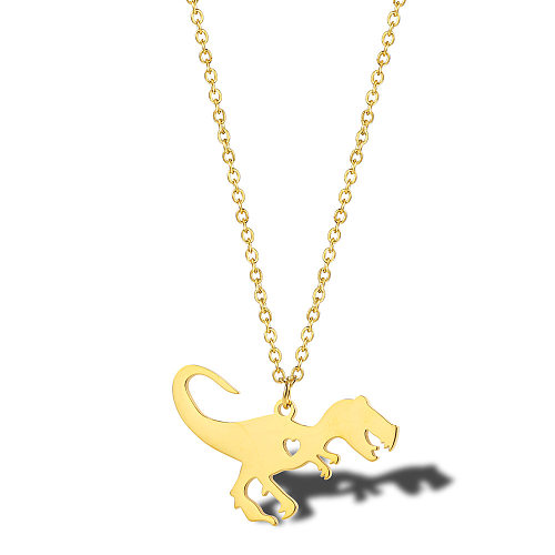 Einfache vergoldete Dinosaurier-Edelstahl-Halskette Großhandel mit Schmuck