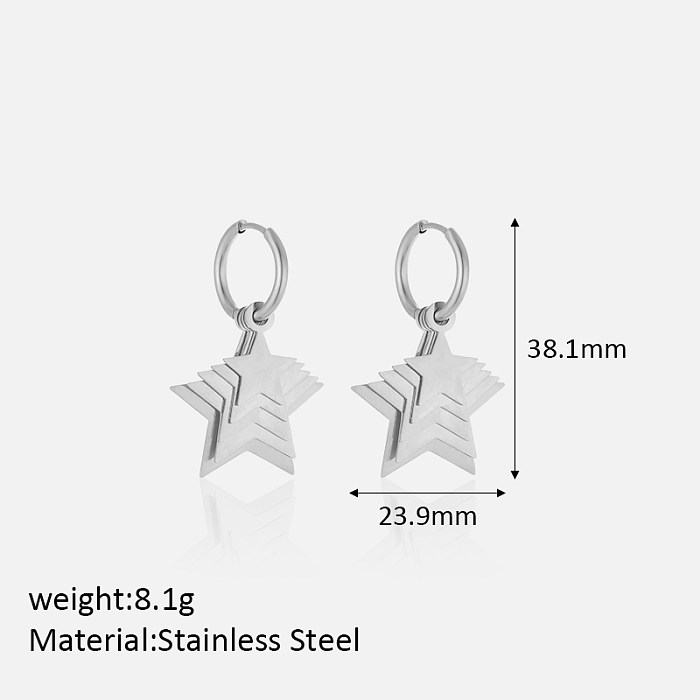1 Pair Elegant Sweet Pentagram Plating Stainless Steel  Drop Earrings