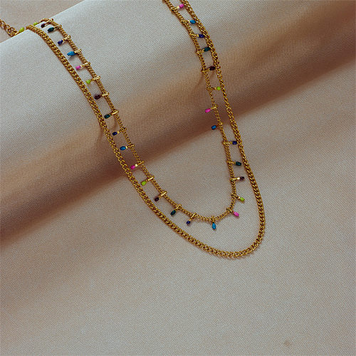 Original Design Colorful Stainless Steel Plating Layered Necklaces 1 Piece