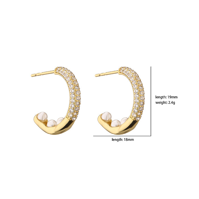Fashion Solid Color Inlaid Zircon C-Shaped Ear Ring