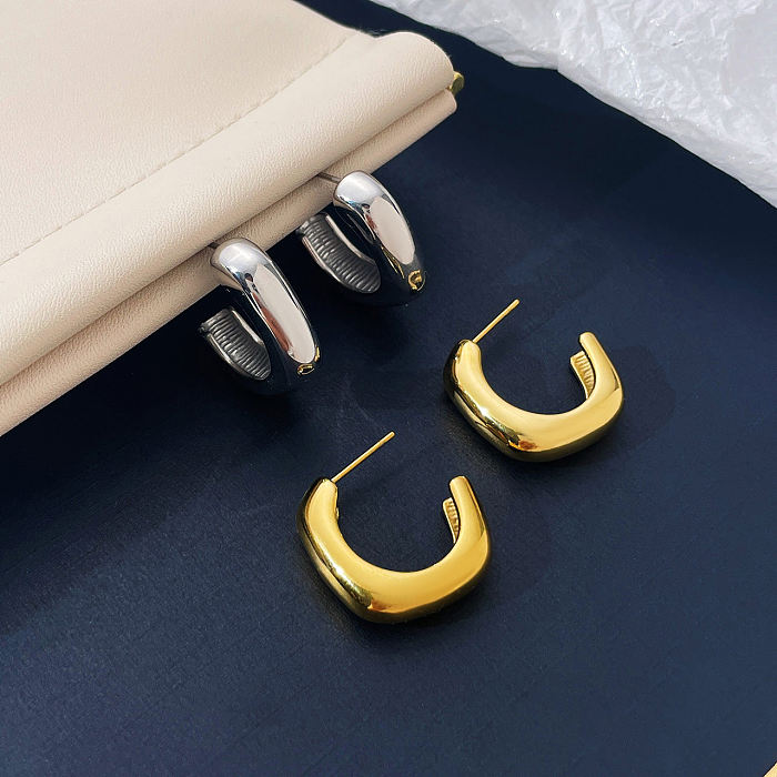 1 Pair Simple Style Classic Style C Shape Irregular Stainless Steel  Plating Ear Studs