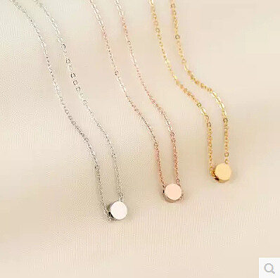 Wholesale Jewelry Round Pendant Small Gold Bean Stainless Steel Necklace jewelry