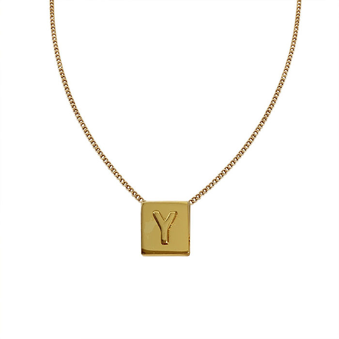 Simple Style Letter Square Stainless Steel Necklace 1 Piece