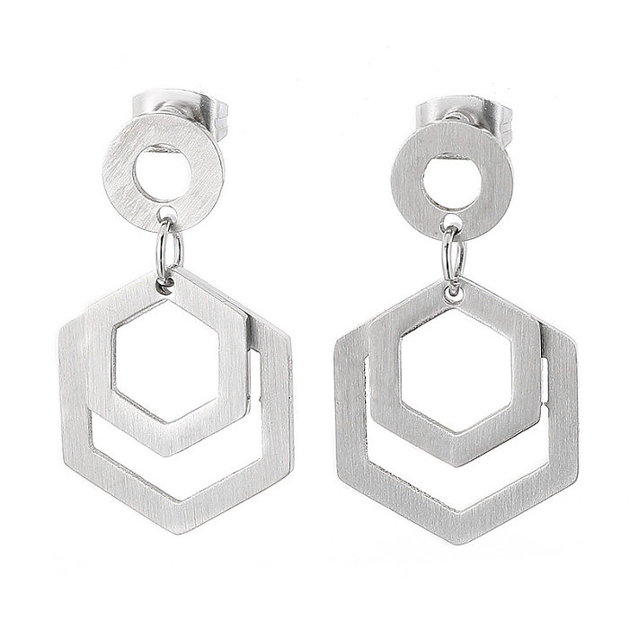 New European And American Fashion Simple Style Personality Pyramid Stainless Steel  Earrings