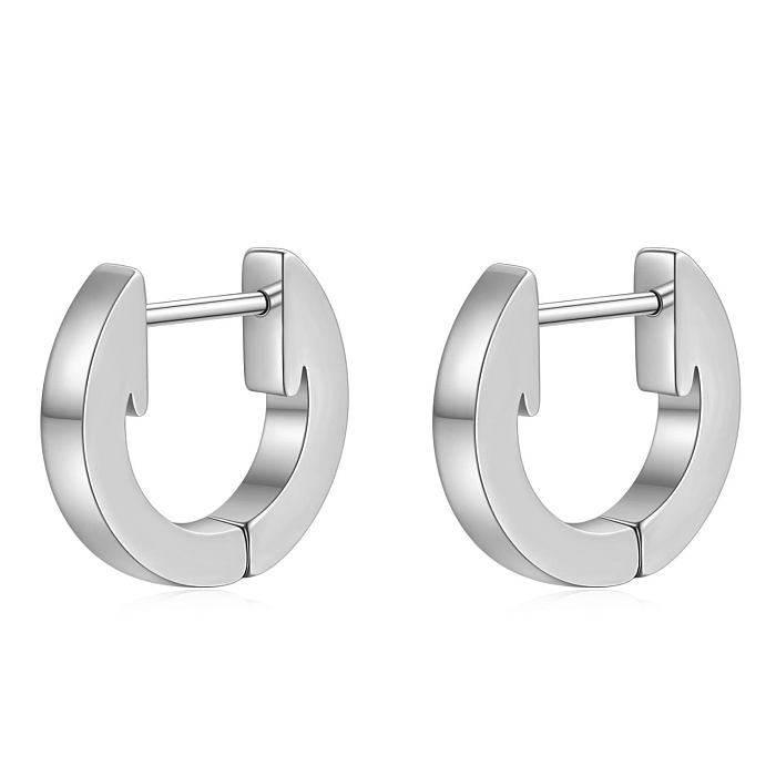 Boucles d'oreilles plaquées en acier inoxydable, style géométrique simple, 1 paire