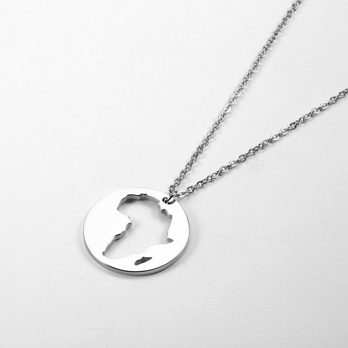 Fashion Map Stainless Steel Plating Pendant Necklace 1 Piece