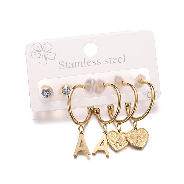 1 paire de boucles d'oreilles pendantes en acier inoxydable plaqué or 18 carats, Style Simple, en forme de cœur, polissage époxy