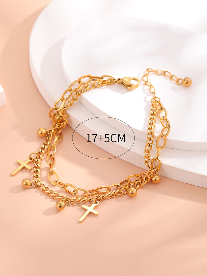 IG Style Simple Style Cross Titanium Steel Plating 24K Gold Plated Bracelets