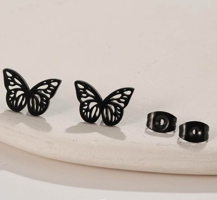 1 par de brincos revestidos de aço inoxidável Lady Butterfly