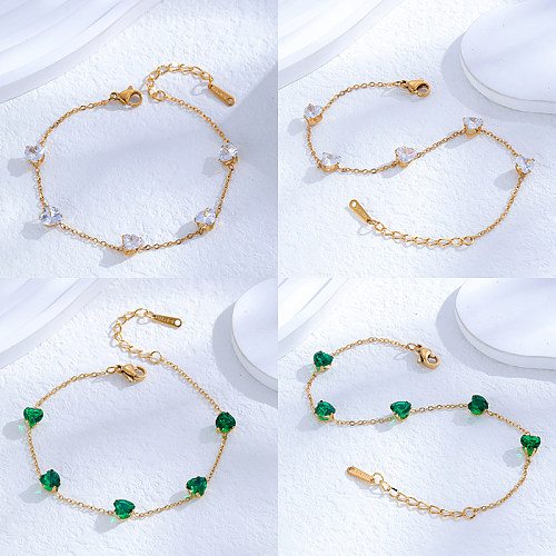 Bracelets plaqués or 24 carats avec incrustation de placage en acier et titane en forme de cœur artistique de style vintage