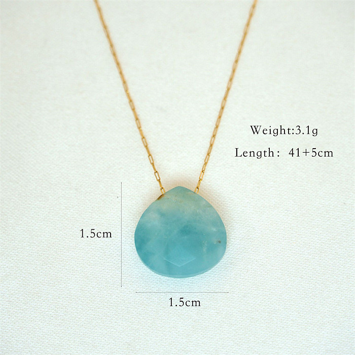 Casual Simple Style Artistic Water Droplets Stainless Steel  Natural Stone Gold Plated Pendant Necklace In Bulk