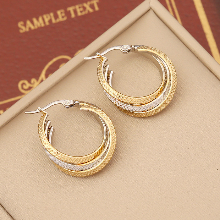 Modern Style Round Stainless Steel  Plating Earrings