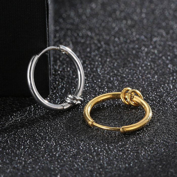 1 Piece Fashion Round Stainless Steel  Plating Hoop Earrings