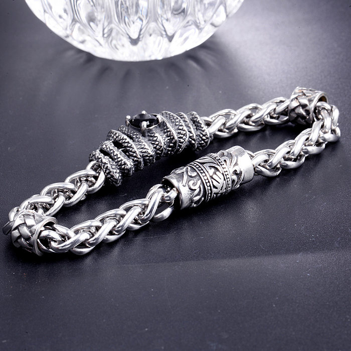 Hip-Hop Geometric Stainless Steel Polishing Titanium Steel Bracelets