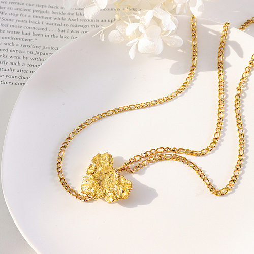 1 Piece Vintage Style Heart Shape Solid Color Stainless Steel Plating Necklace