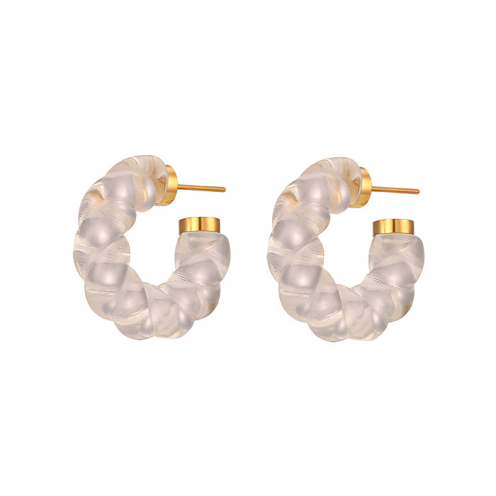 Fashion Summer Simplicity Jewelry Resin Acrylic Twist Stainless Steel  Earrings