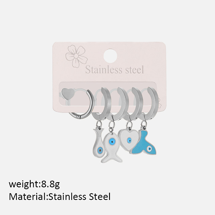 1 Set Cute Sweet Fish Plating Stainless Steel  Drop Earrings