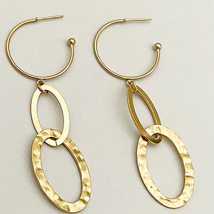 1 Paar schlichte, ovale, vergoldete Ohrhänger aus Edelstahl
