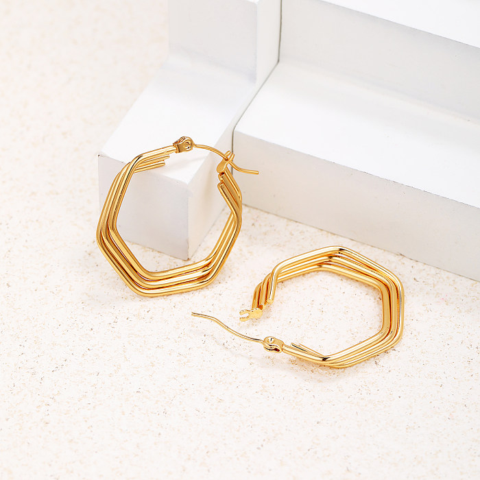1 Pair Basic Vacation Modern Style Geometric Layered Plating Stainless Steel  18K Gold Plated Earrings