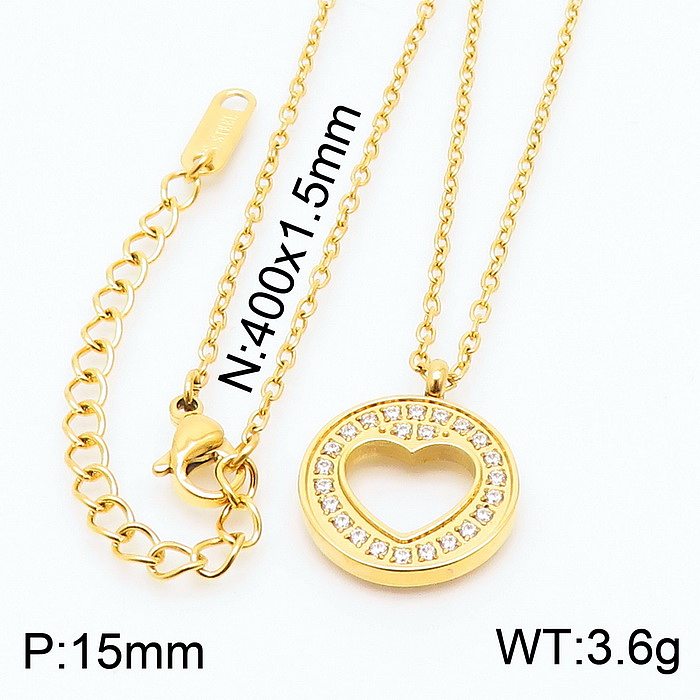 Collier pendentif plaqué or 18 carats en acier inoxydable en forme de cœur d'étoile de mode