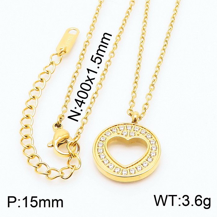 Fashion Star Heart Shape Stainless Steel Plating 18K Gold Plated Pendant Necklace