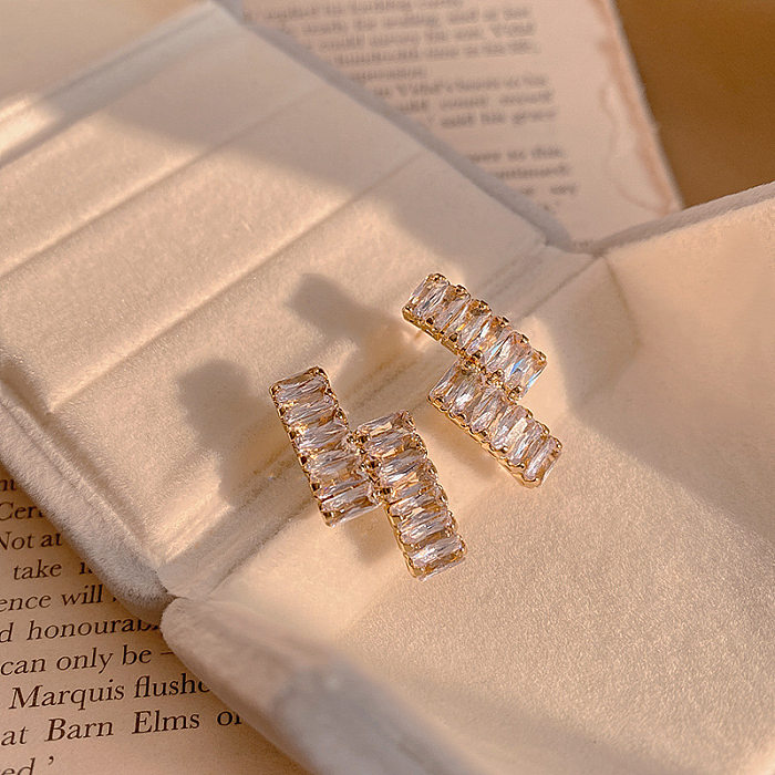 1 par de pendientes de diamantes de imitación de acero inoxidable con incrustaciones de chapado de Color sólido de estilo Simple