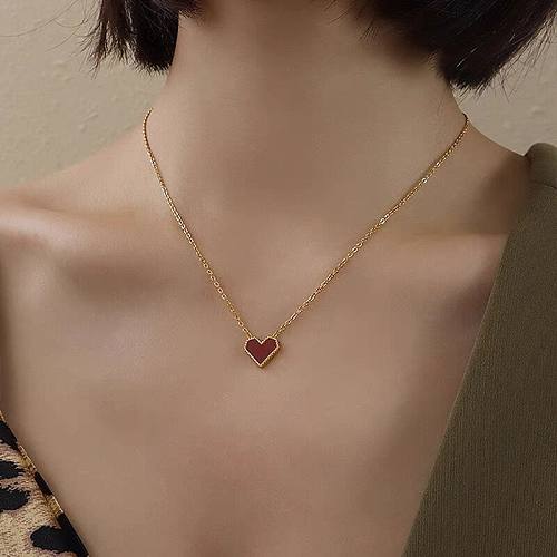 Sweet Heart Shape Stainless Steel Plating Acrylic Pendant Necklace