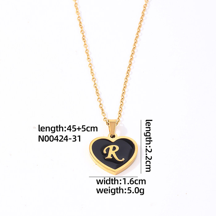 Schlichte Halskette mit Buchstaben-Herzform, Edelstahl, vergoldet, Muschel-Anhänger, in großen Mengen